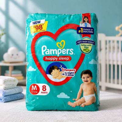 Pampers Happy Sleep Diapers  (Size M | 7–12 kg | 8 Pants